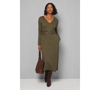 Wallis Ponte Jersey Belted Midi Dress In Khaki khaki 20