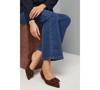 Wallis Poppy Faux Suede Covered Buckle Pointed Flat Shoes In Chocolate chocolate 3