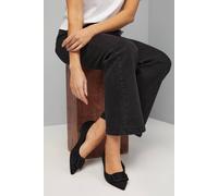 Wallis Poppy Faux Suede Covered Buckle Pointed Flat Shoes In Natural Black natural black 7