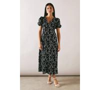 Wallis Premium Lace Puff Sleeve Midi Dress In Black black 10