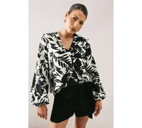 Wallis Printed Overhead Shirt In Black black 8