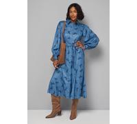 Wallis Women's Printed Pleat Detail Shirt Dress in Blue | Size: 12 Wallis Blue 12
