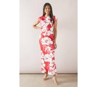 Wallis Printed Satin Bias Cut Skirt In Red red 20
