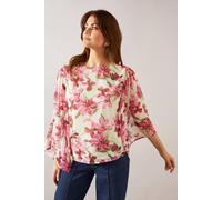 Wallis Printed Split Sleeve Overlay Top In Ivory ivory 8