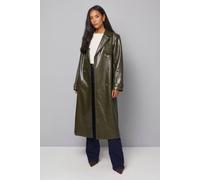 Wallis Pu Longline Trench Coat In Green green 12