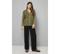 Wallis Relaxed Side Stripe Cardigan In Khaki khaki S