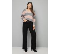 Wallis Women's Relaxed Stripe Cricket Jumper in Grey | Size: XL Wallis Grey XL