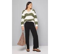 Wallis Relaxed Stripe Cricket Jumper In Khaki khaki M