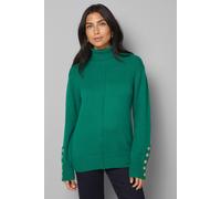 Wallis Rib Panel Button Sleeve Jumper In Green green L