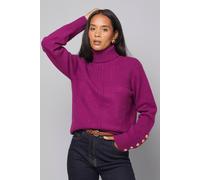 Wallis Women's Rib Panel Button Sleeve Jumper in Wine | Size: XL Wallis Wine XL