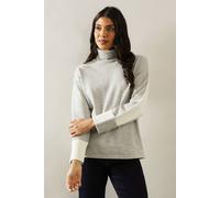 Wallis Roll Neck Asymmetric Hem Tunic In Grey Marl grey marl L