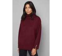 Wallis Women's Roll Neck Button Cuff Jumper in Burgundy | Size: Medium Wallis Burgundy M