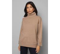 Wallis Roll Neck Button Cuff Jumper In Oatmeal oatmeal M