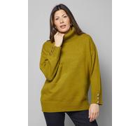 Wallis Roll Neck Button Cuff Jumper In Olive olive