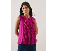 Wallis Ruffle Sleeveless Chiffon Blouse In Magenta magenta 14