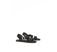 Wallis Sandie Faux Suede Buckle Detail Asymmetrical Flat Sandals, 3, Natural Black