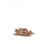 Wallis Sandie Faux Suede Buckle Detail Asymmetrical Flat Sandals, 8, Tan
