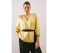 Wallis Women's Satin Belted Blouse in Yellow | Size: 16 Wallis Yellow 16