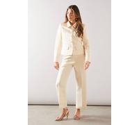 Wallis Women's Satin Button Front Collared Jacket in Cream | Size: 18 Wallis Cream 18