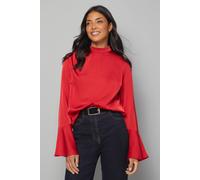 Wallis Satin High Neck Flute Blouse In Red red 18