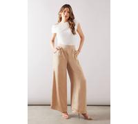Wallis Women's Satin Pleat Detail Wide Leg Trouser in Champagne | Size: 18 Wallis Champagne 18