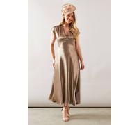 Wallis Satin Seam Detail Maxi Dress In Mink mink 16