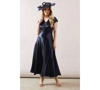 Wallis Satin Seam Detail Maxi Dress In Navy navy 10