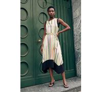 Wallis Satin Stripe Contrast Midi Dress In Green green