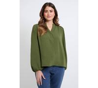 Wallis Scallop Trim Gathered Raglan Top In Khaki khaki
