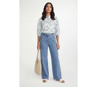 Wallis Scenic Print Pleat Detail Organza Shirt In Blue blue