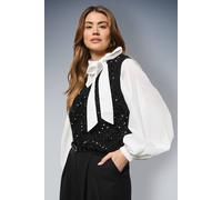Wallis Sequin Covered Knitted Tank In Black black