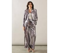 Wallis Sequin Crop Blazer In Silver silver