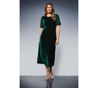 Wallis Sequin Puff Sleeve Velvet Tie Back Midi Dress In Emerald emerald 20