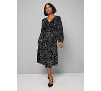 WALLIS Sequin Velvet Twist Midi Dress 10