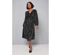 Wallis Sequin Velvet Twist Midi Dress In Black black