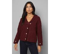 Wallis Shawl Collar Cable Cardigan In Burgundy burgundy XL