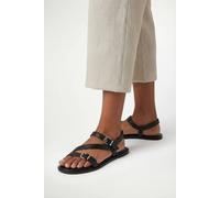 Wallis Sheska Faux Leather Buckle Detail Asymmetrical Flat Sandals, 5, Black
