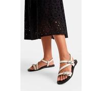 Wallis Sheska Faux Leather Buckle Detail Asymmetrical Flat Sandals In Off White off white