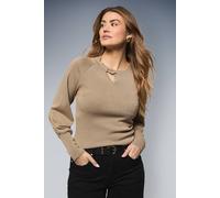 Wallis Women's Shimmer Keyhole Detail Knitted Top in Gold | Size: Small Wallis Gold S