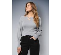 Wallis Women's Shimmer Keyhole Detail Knitted Top in Silver | Size: Large Wallis Silver L