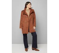 Wallis Short Double Breasted Funnel Coat In Tobacco tobacco