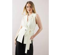 Wallis Sleeveless Belted Waistcoat In Cream cream
