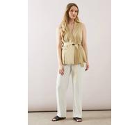 Wallis Women's Sleeveless Belted Waistcoat in Stone | Size: 20 Wallis Stone 20