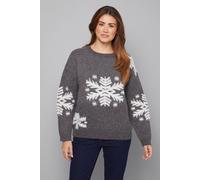 Wallis Snowflake Pattern Crew Neck Jumper In Charcoal charcoal