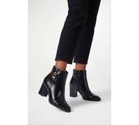 Wallis Sophie Faux Leather Buckle Detail Ankle Boots In Black black