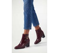 Wallis Sophie Faux Leather Buckle Detail Ankle Boots In Burgundy burgundy