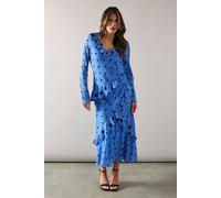 Wallis Spot Mix Ruffle Asymmetric Dress In Blue blue 14