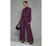 Wallis Spot Print Wide Leg Trouser In Berry berry 10