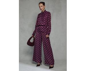 Wallis Spot Print Wide Leg Trouser In Berry berry