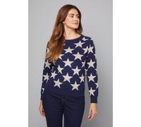 Wallis Star Motif Crew Neck Jumper In Navy navy L